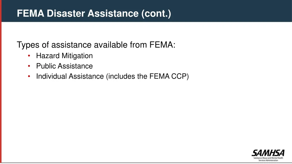 fema disaster assistance cont 1