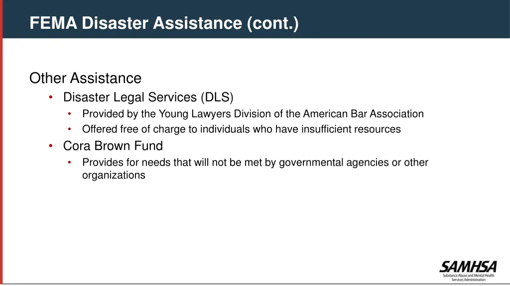 fema disaster assistance cont 7