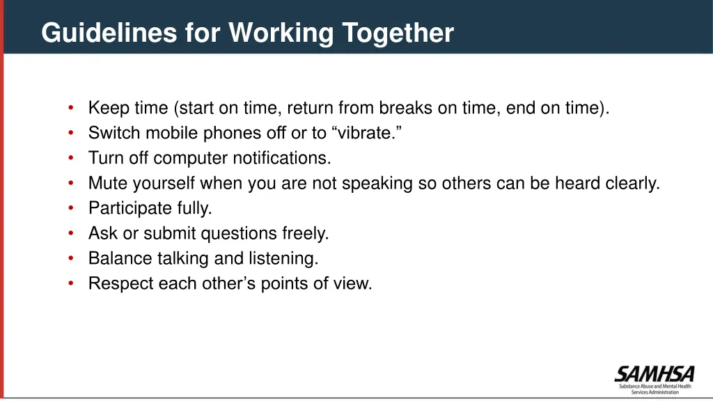 guidelines for working together