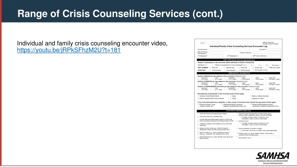 range of crisis counseling services cont 2