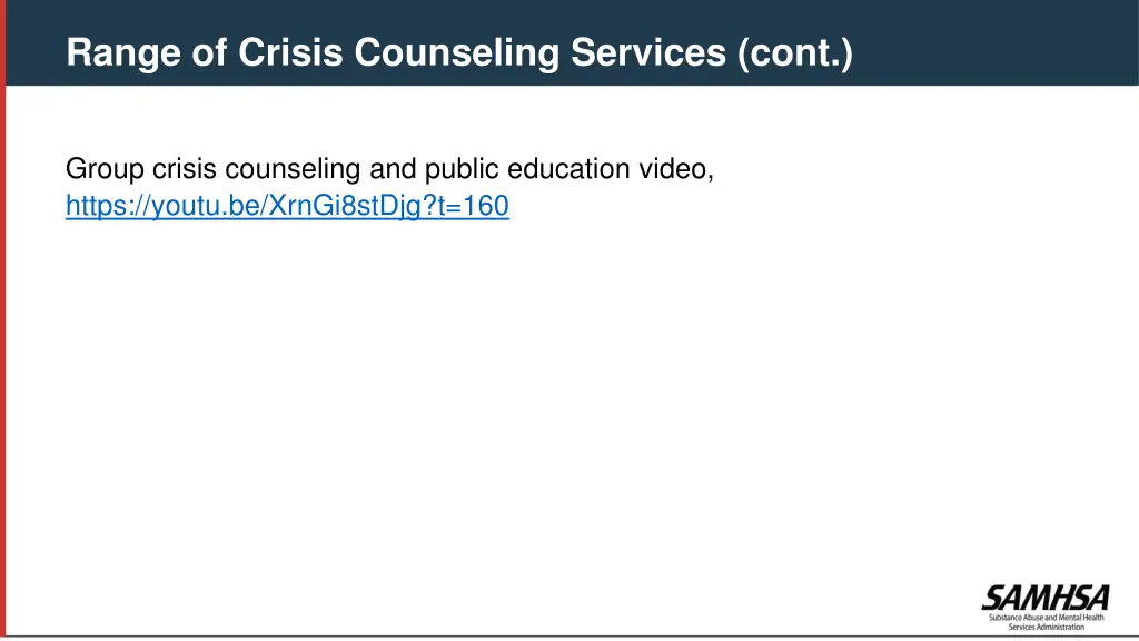 range of crisis counseling services cont 5
