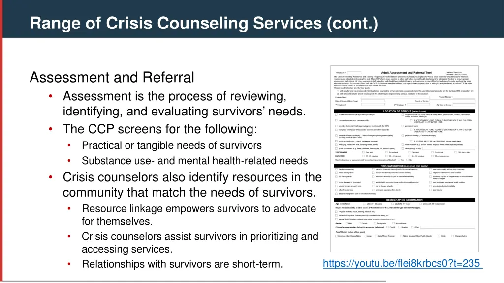 range of crisis counseling services cont 7