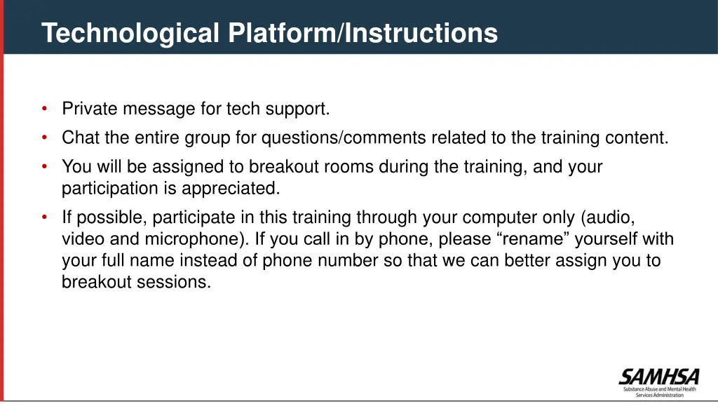 technological platform instructions