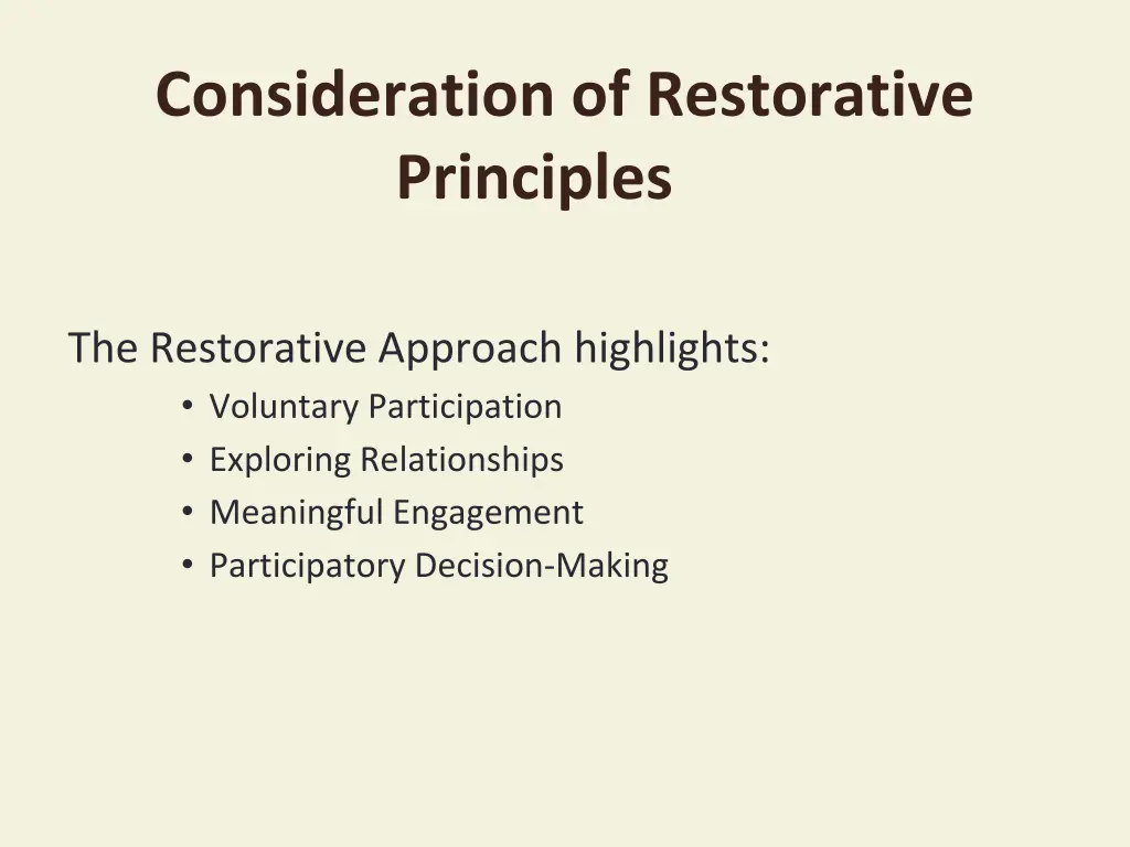 consideration of restorative principles