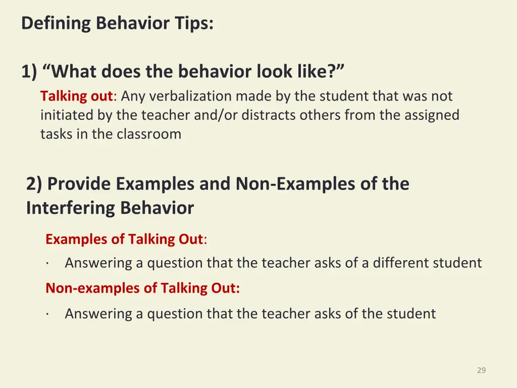 defining behavior tips