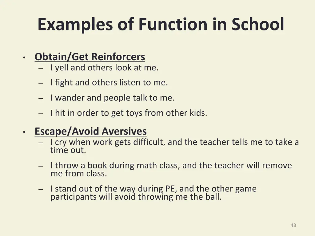 examples of function in school