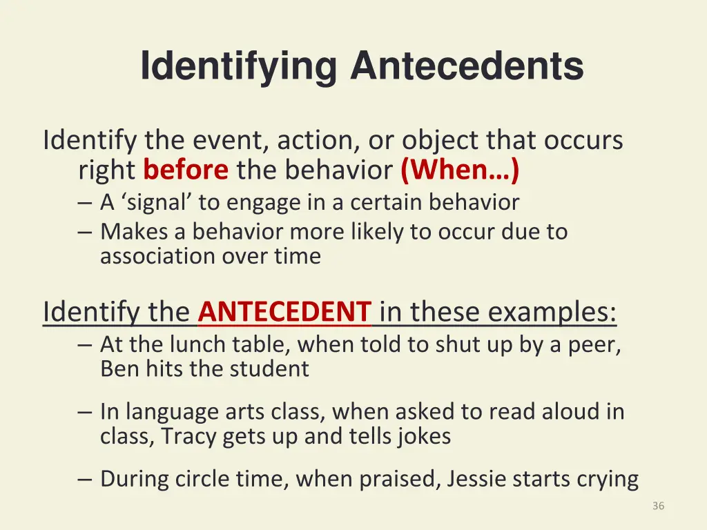 identifying antecedents