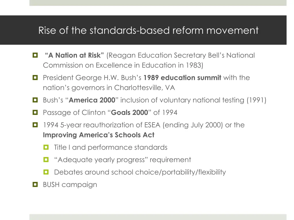 rise of the standards based reform movement