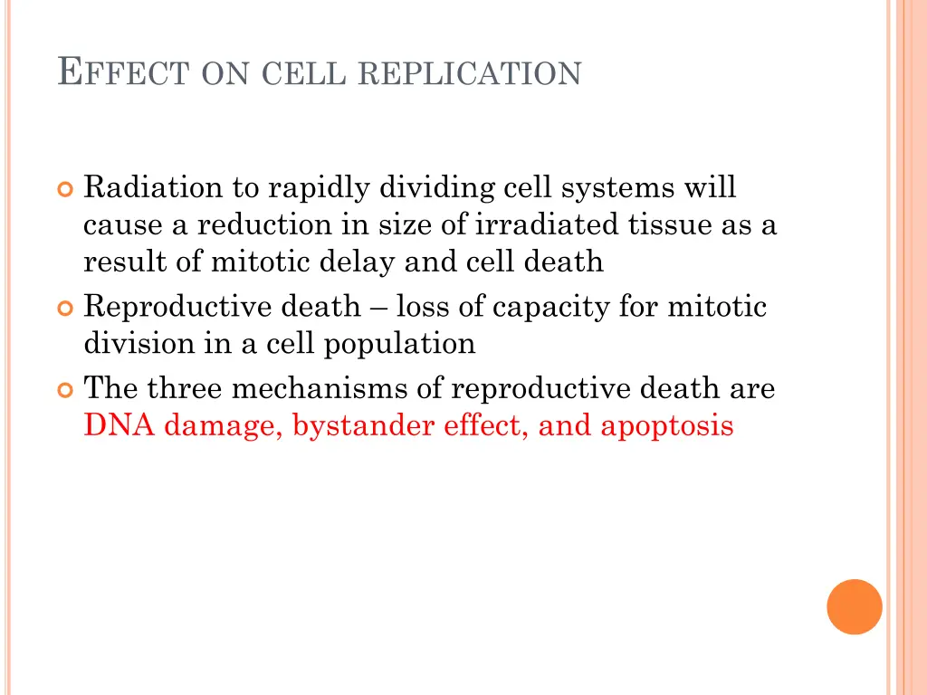 e ffect on cell replication