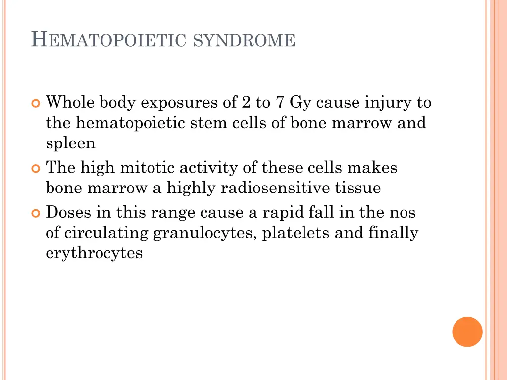 h ematopoietic syndrome