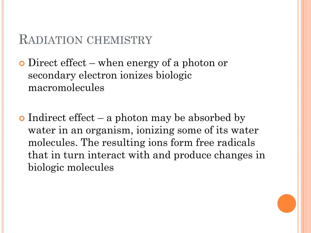 r adiation chemistry
