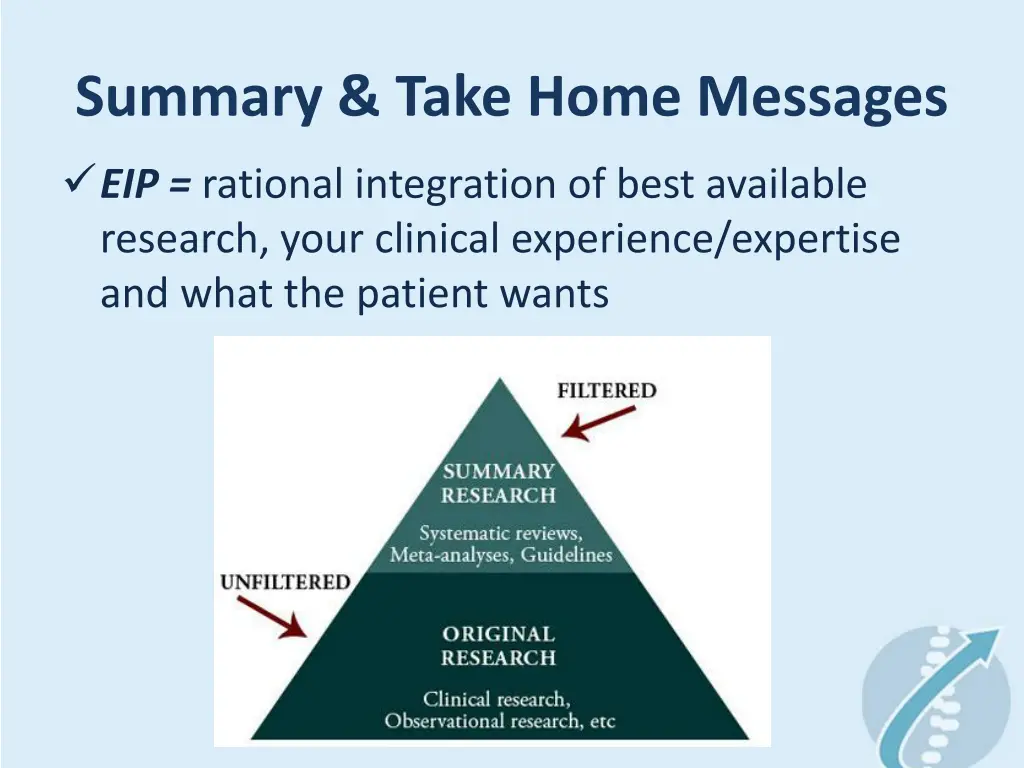 summary take home messages