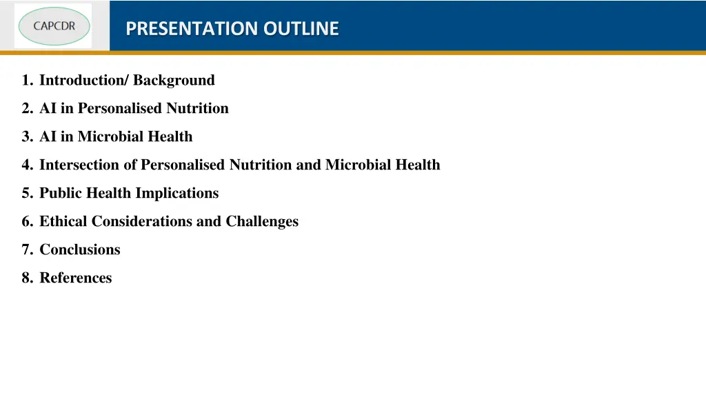 presentation outline