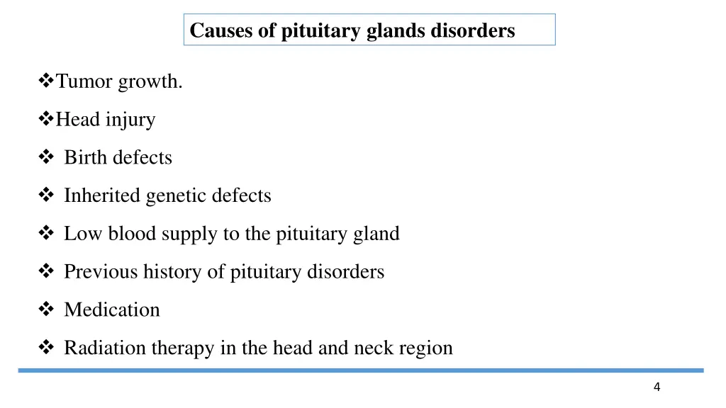 causes of pituitary glands disorders