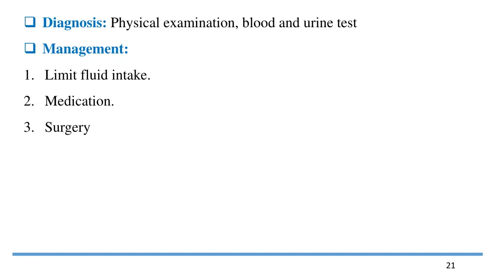 diagnosis physical examination blood and urine