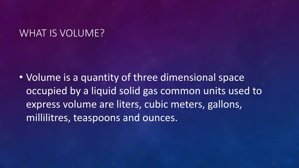 what is volume