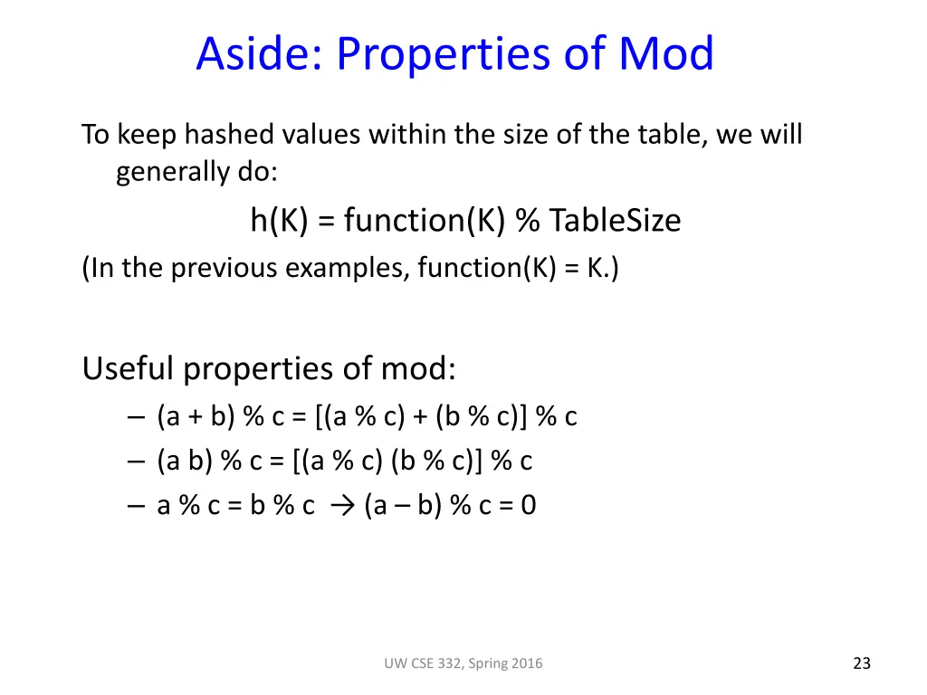 aside properties of mod