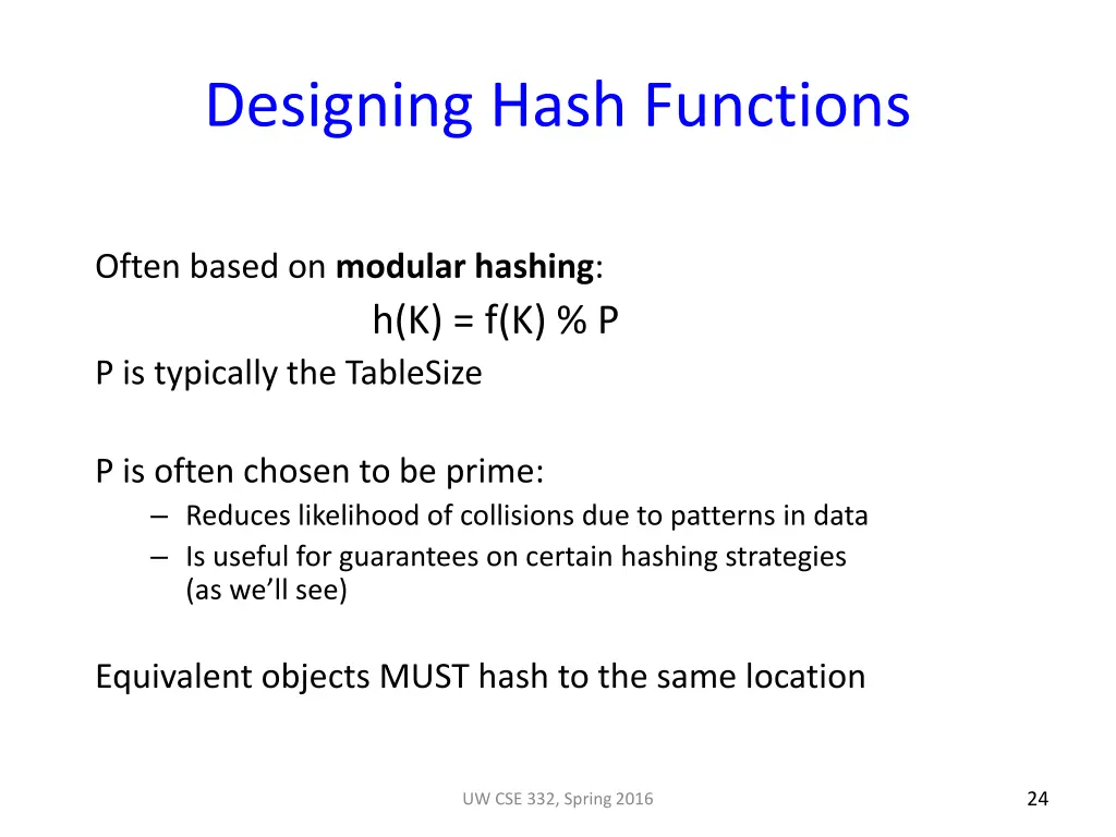 designing hash functions