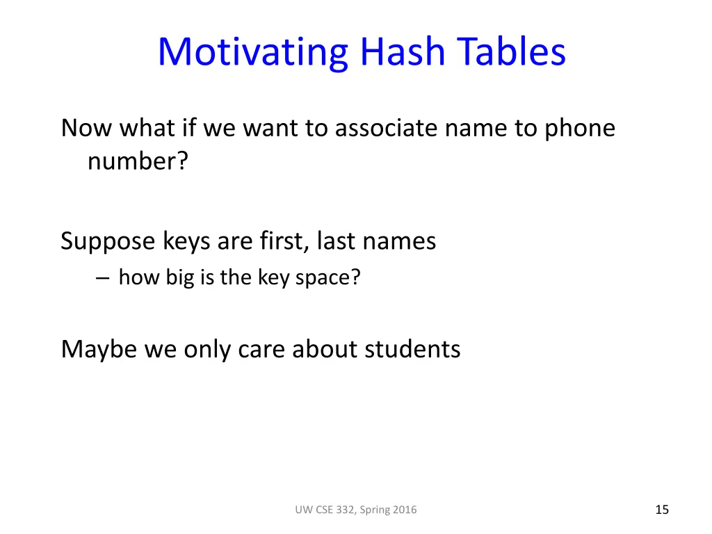 motivating hash tables 2