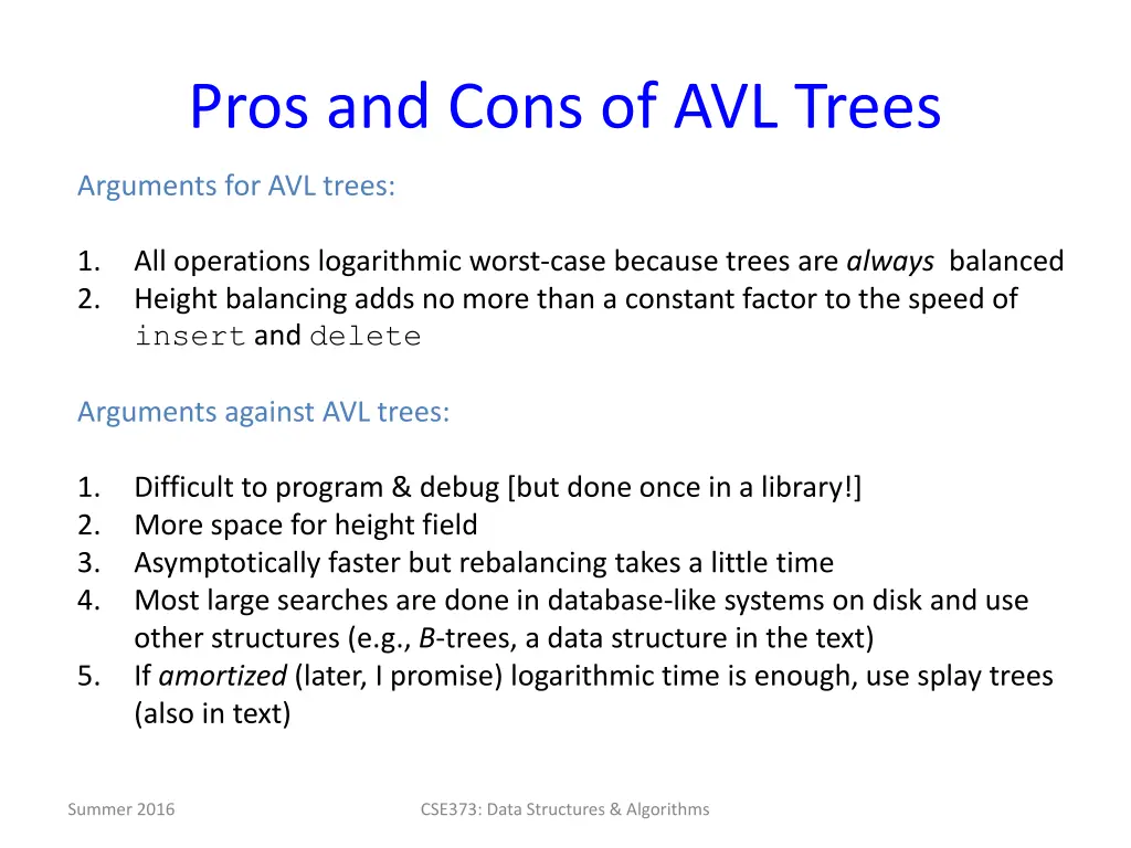 pros and cons of avl trees