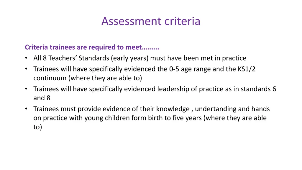 assessment criteria