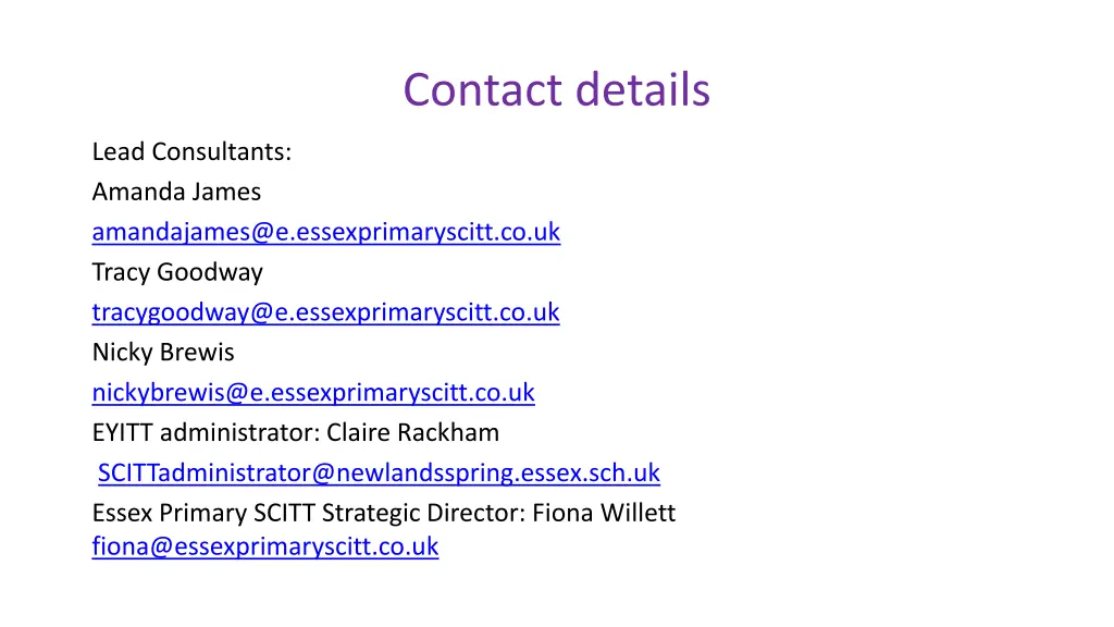 contact details