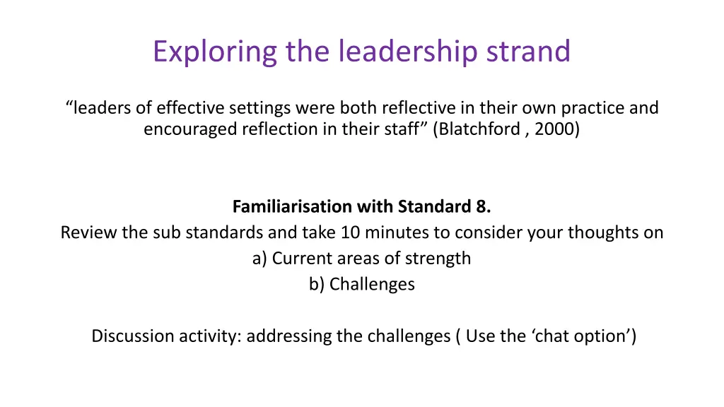 exploring the leadership strand