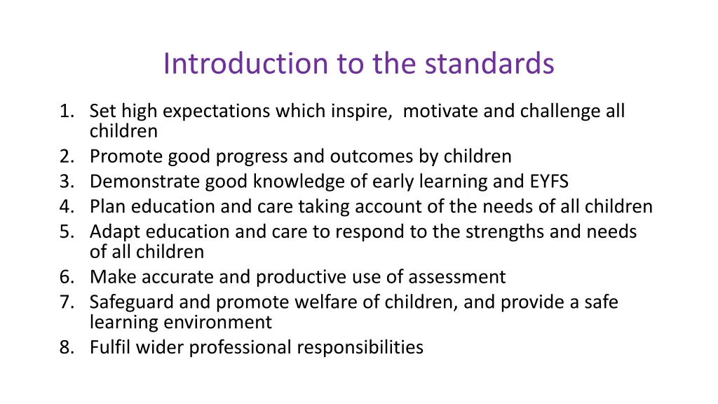 introduction to the standards
