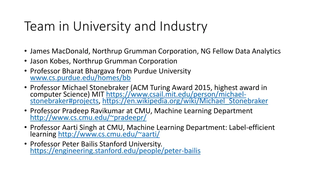 team in university and industry