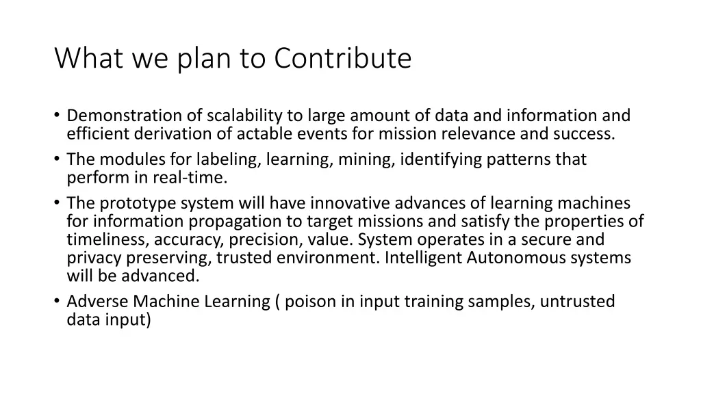 what we plan to contribute