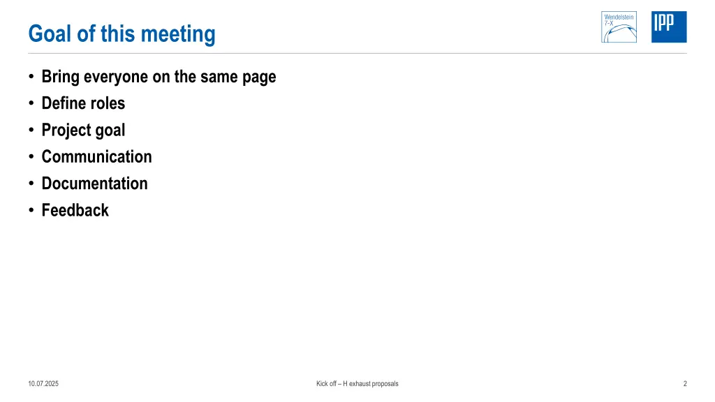 goal of this meeting