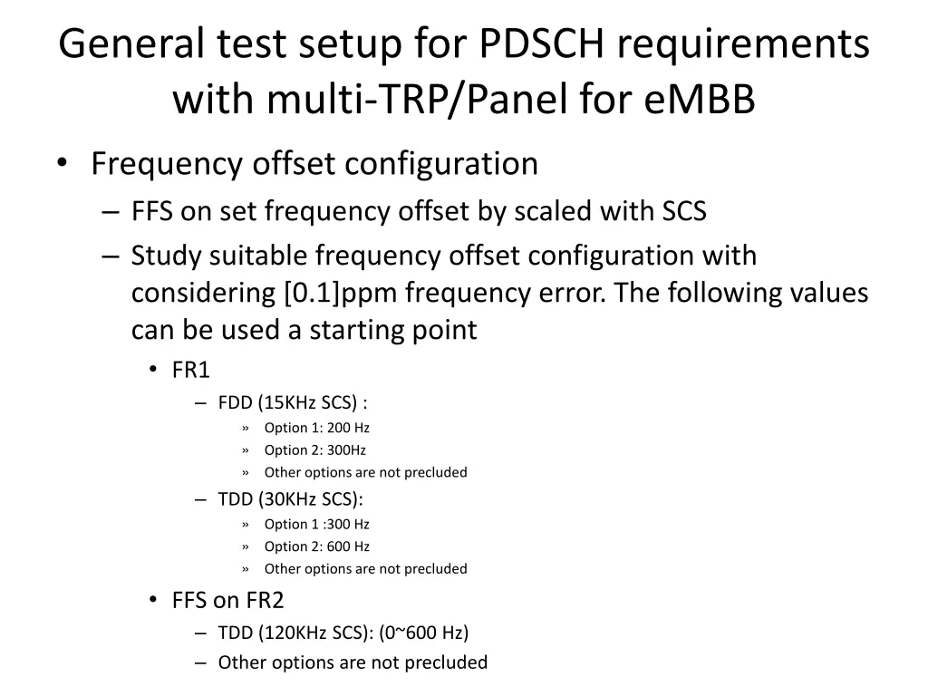general test setup for pdsch requirements with 6