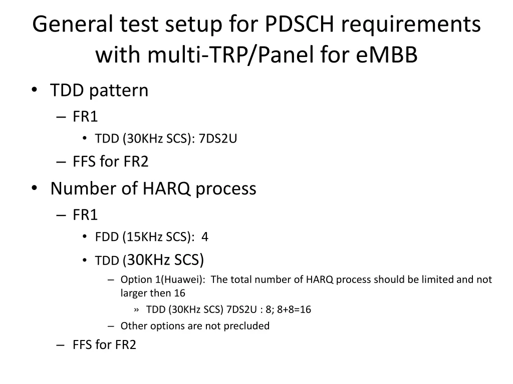 general test setup for pdsch requirements with 7