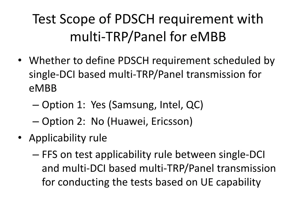 test scope of pdsch requirement with multi