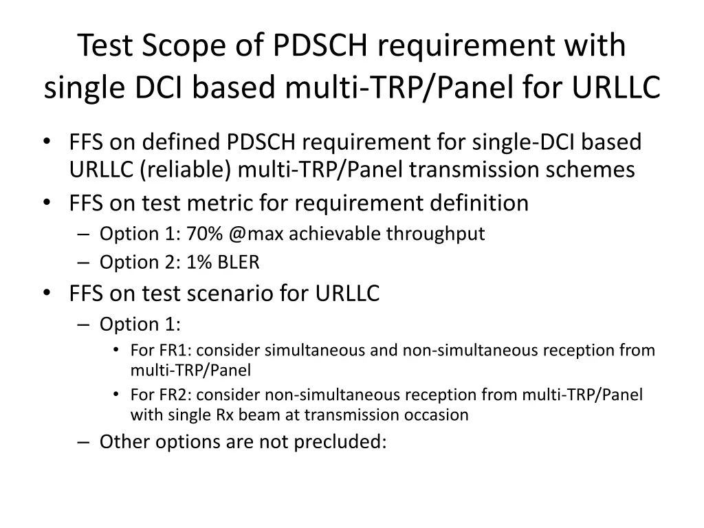 test scope of pdsch requirement with single