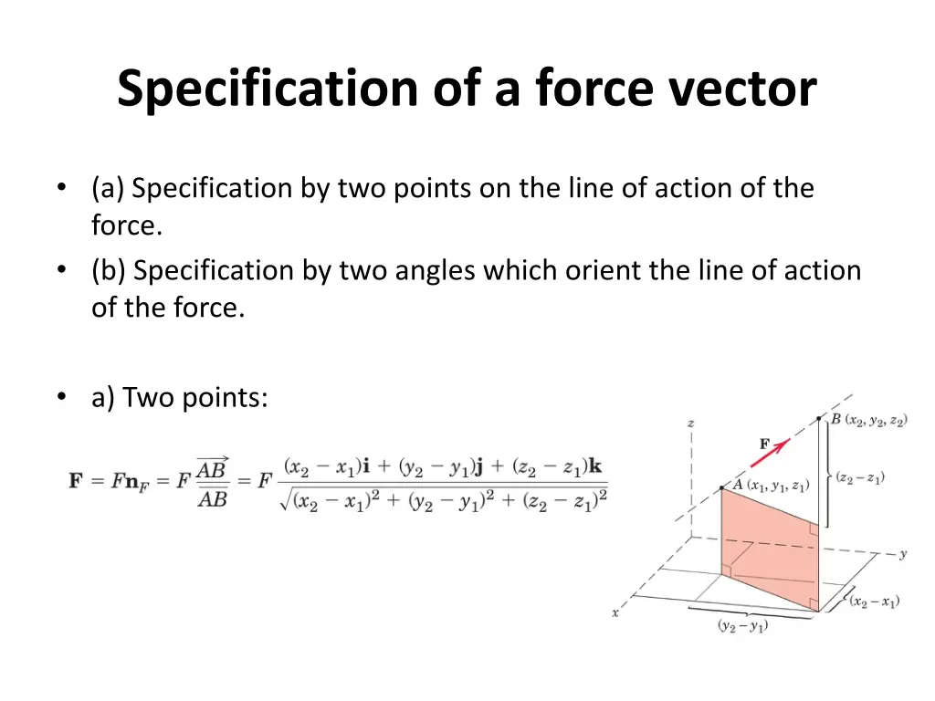 specification of a force vector