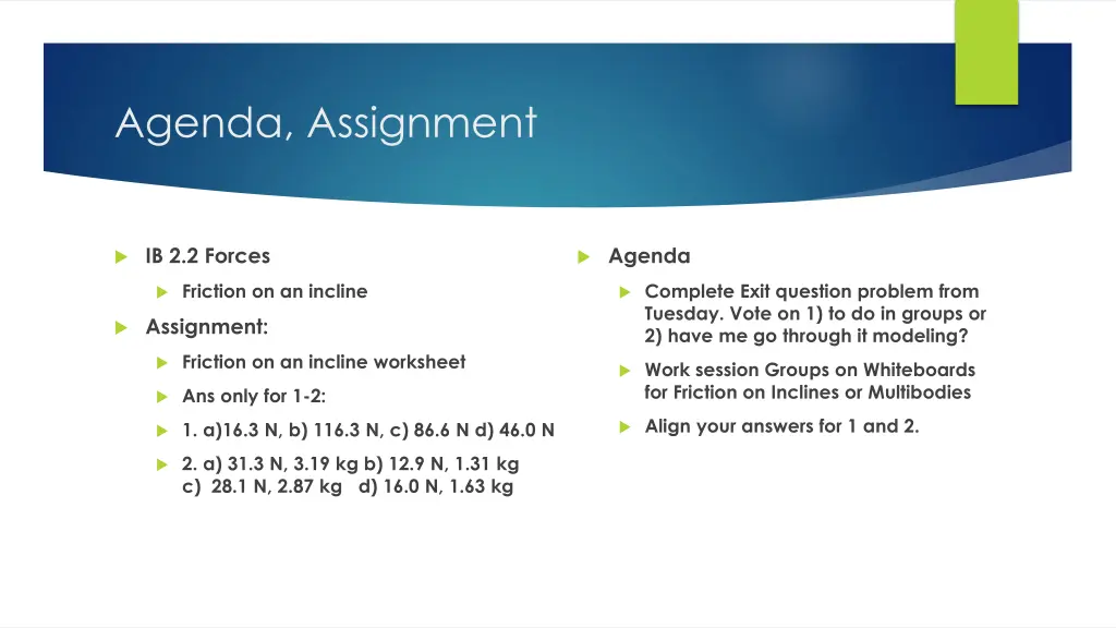 agenda assignment