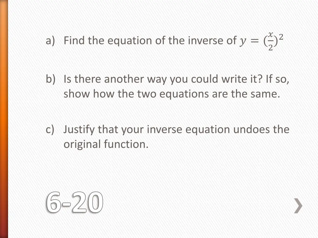 a find the equation of the inverse of
