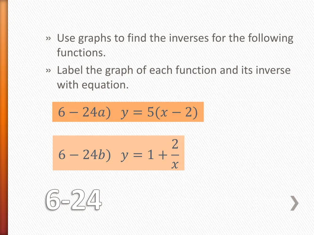 use graphs to find the inverses for the following