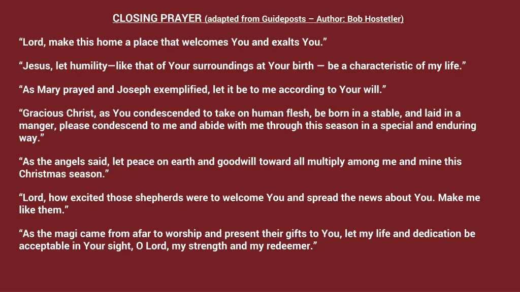 closing prayer adapted from guideposts author