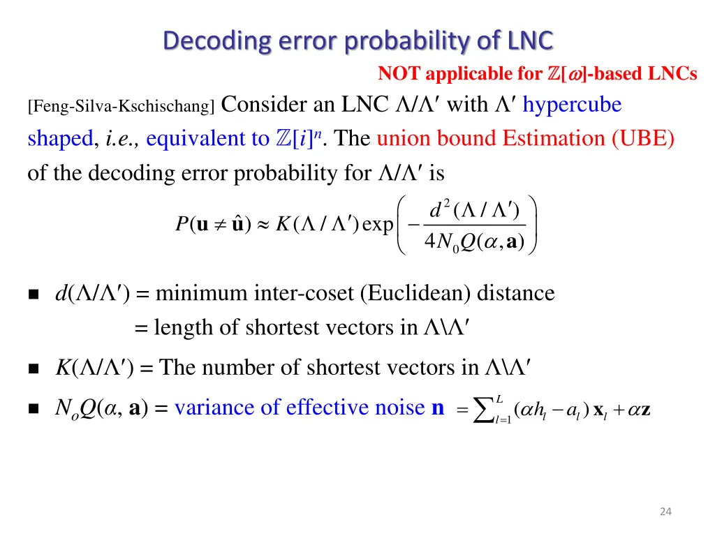 decoding error probability of lnc 1
