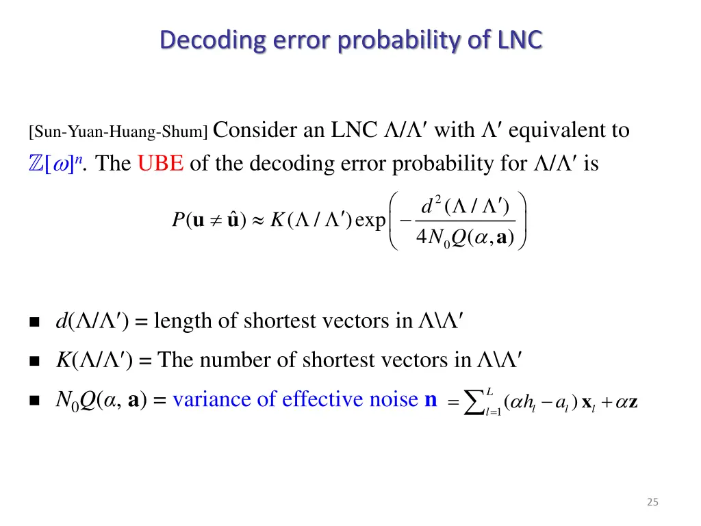decoding error probability of lnc 2