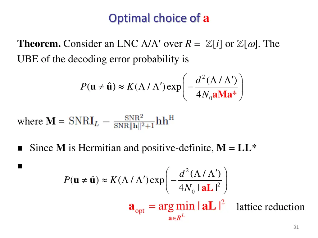 optimal choice of a 1