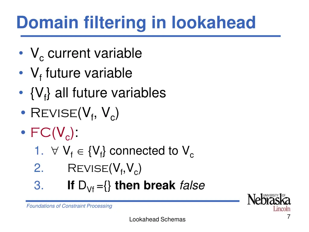 domain filtering in lookahead