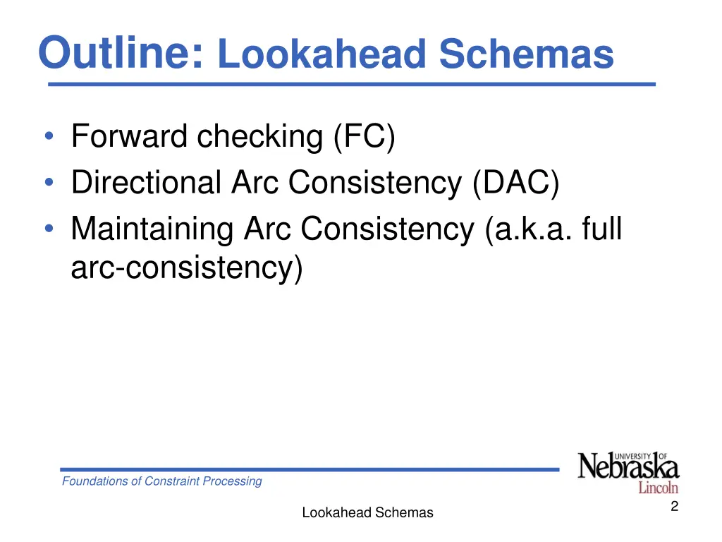 outline lookahead schemas