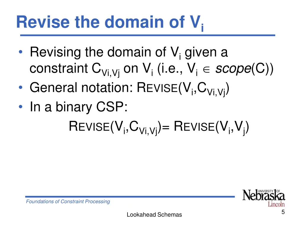 revise the domain of v i