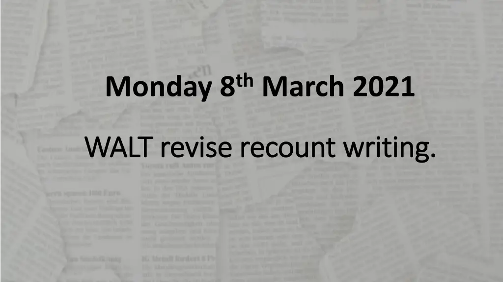 monday 8 th march 2021
