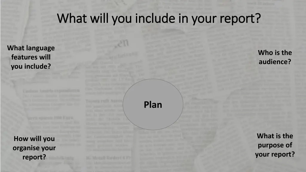 what will you include in your report what will