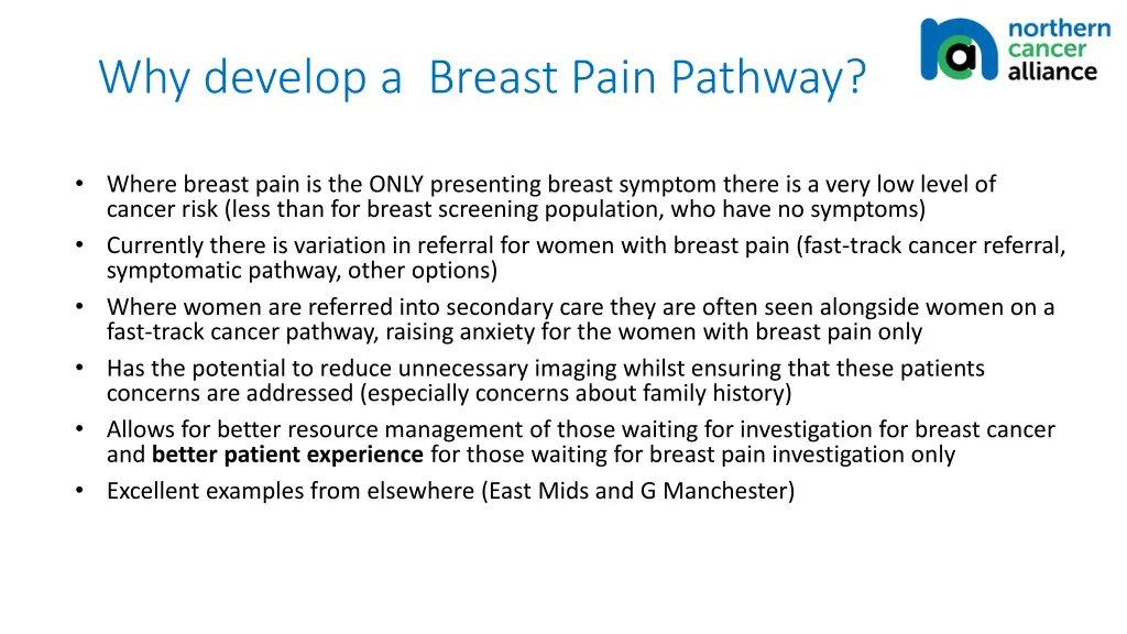 why develop a breast pain pathway