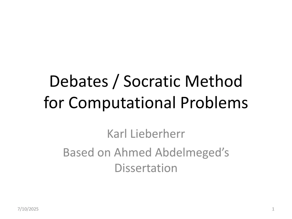 debates socratic method for computational problems